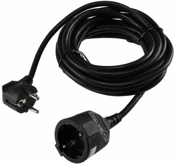 Schutzkontakt-Verlängerung, 5m, schwarz H05VV-F3G 1,5mm² 16A/250V