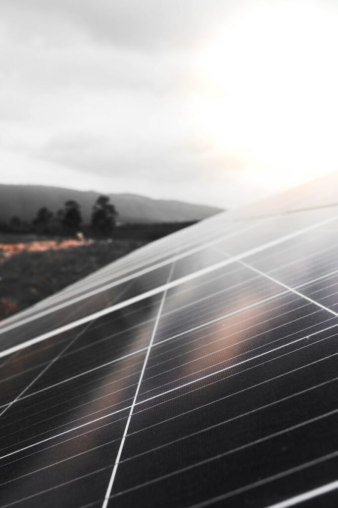 a close up of a solar panel on a cloudy day