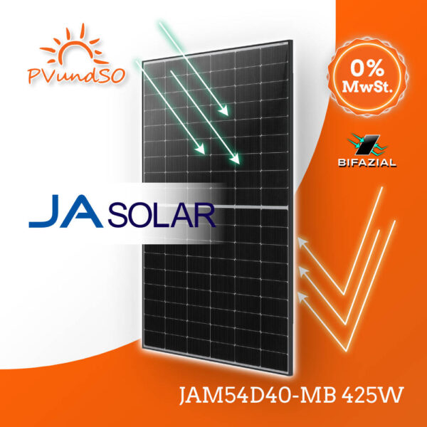 Solarmodul JASolar JAM54D40-MB 425W Black Frame bifazial