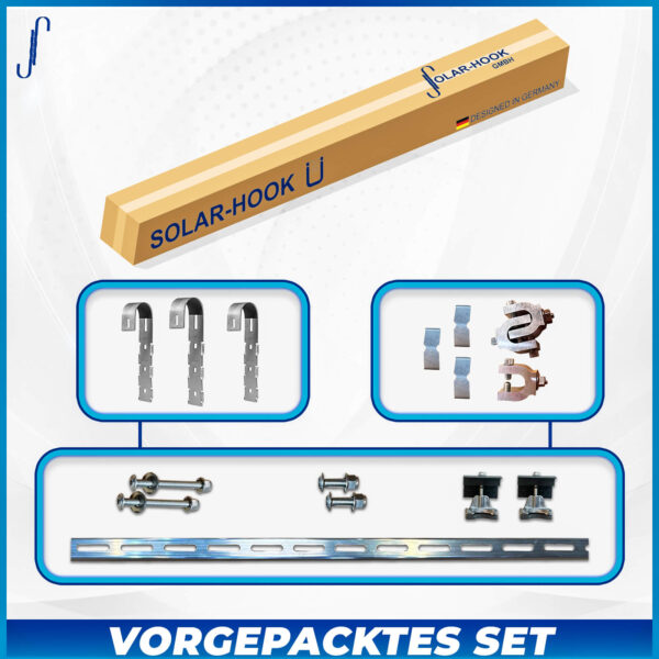 SOLAR-HOOK für 'runde' senkrechte Geländerstäbe / Sprossen für 1 Modul