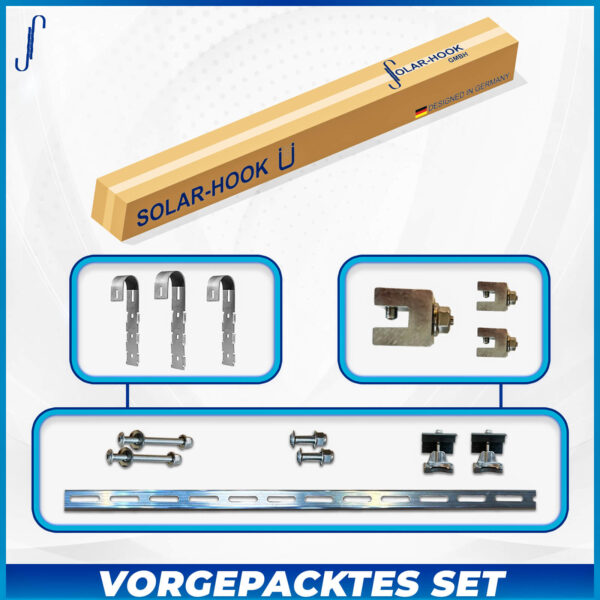 SOLAR-HOOK für 'eckige' senkrechte Geländerstäbe / Sprossen für 1 Modul