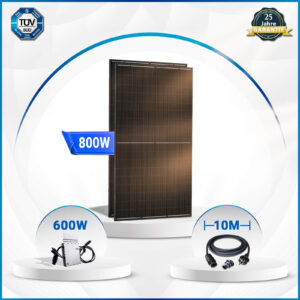 Solar-PV 800W Balkonkraftwerk Komplettset – Mit EPP 400W Solarmodule, Hoymiles-600 Mikrowechselrichter und 10m Schukostecker