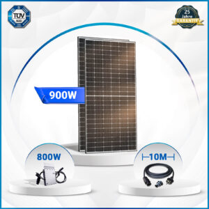 Solar-PV 900W Balkonkraftwerk Komplettset – Mit EPP 450W Solarmodule, Hoymiles 800W Mikrowechselrichter und 10m Schukostecker