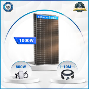 Solar-PV 1000W Balkonkraftwerk Komplettset – Mit EPP 500W Solarmodule, Hoymiles 800W Mikrowechselrichter und 10m Schukostecker