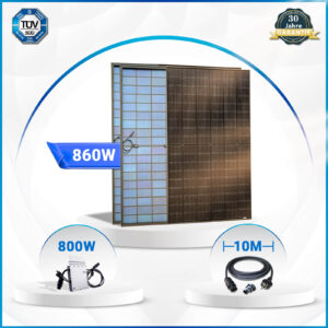 Solar-PV 860W Balkonkraftwerk Komplettset – Mit Sunpro 430W Bifacial Solarmodule, Hoymiles-800W Mikrowechselrichter und 10m Schukostecker