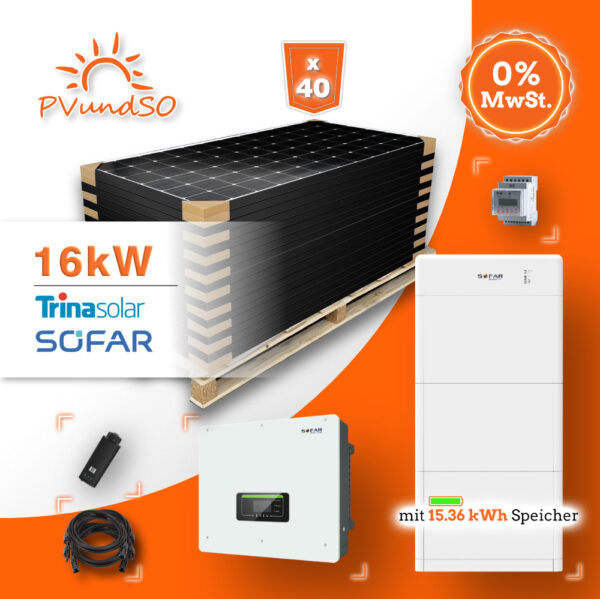 16kW Hybrid Solaranlage Photovoltaik mit 15.36kW Speicher