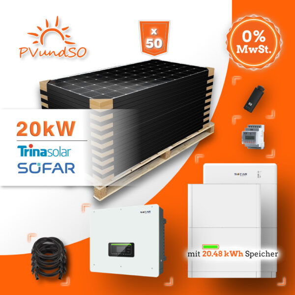 20kW Hybrid Solaranlage Photovoltaik mit 20.48kW Speicher